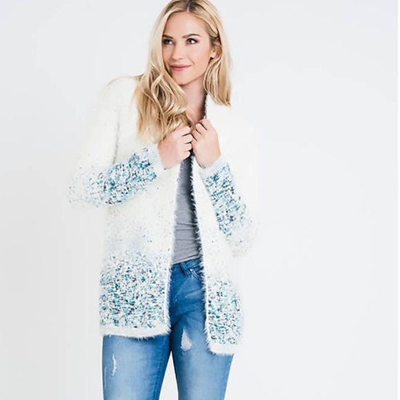 Renee C Confetti Ivory Blue Cardigan - Picture 3 of 7